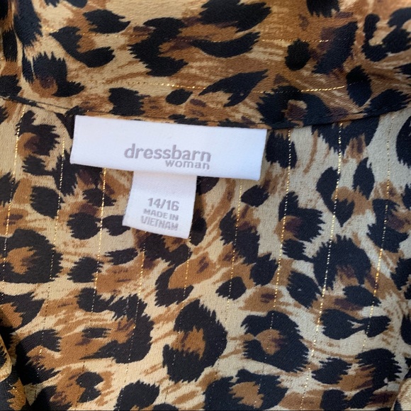 DressBarn leopard sheer with cuffed sleeve sz 14/16 - Picture 3 of 9